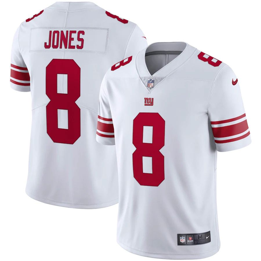 Men New York Giants 8 Daniel Jones Nike White Vapor Limited NFL Jersey